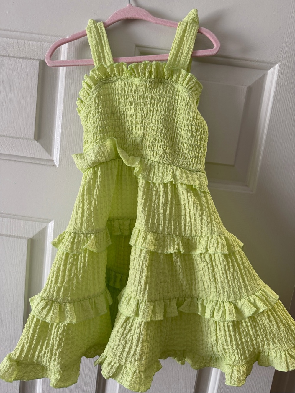 Derek Heart Girls Size 4T Lime Green Smocked Tiered Ruffle Dress